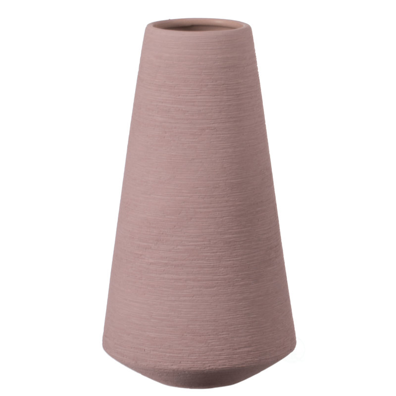 Ceramic Table Vase, Pink, 10" H x 5" W x 5" D