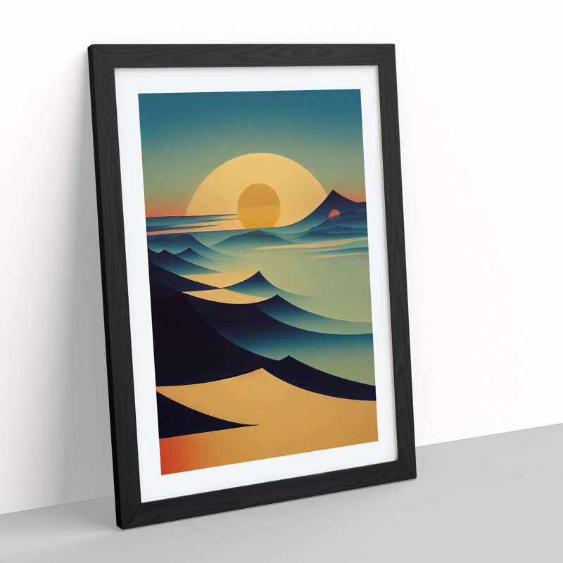 Abstract Mountain Sunset No.2 - Framed Print, Black Framed, 64cm H x 46cm W x 2cm D