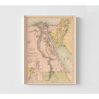 Moyen-Orient, Égypte - 1867 noir, carte antique de l'Égypte, impression de carte de l'Arabie, décor de carte du Moyen-Orient ancien, art mural très grande géographie
