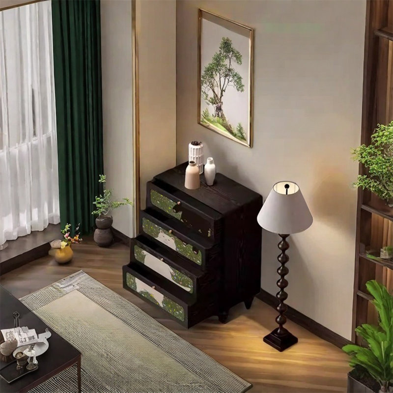 Four Drawer Storage Cabinet with Brass Handles