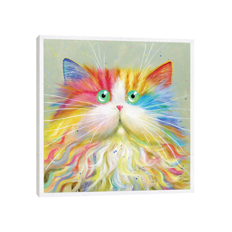 Mousta Chou by Kim Haskins - Print on Canvas, White Floater Framed, 45.72 cm H x 45.72 cm W x 4.445 cm D