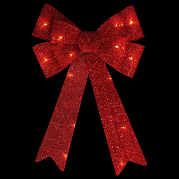 Outdoor Christmas Decorations - 15 Red with Gold Trim Structural 3D Nylon Christmas  Bow