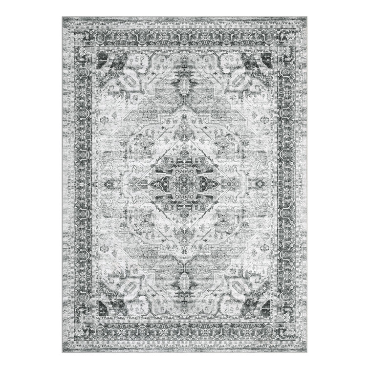 Oriental Machine Washable Rug for Living Room Bedroom Vintage Non-Slip Rug with Rubber Backing for Hallway Playroom Office Kitchen Dining Room Dorm and Bedside Decor