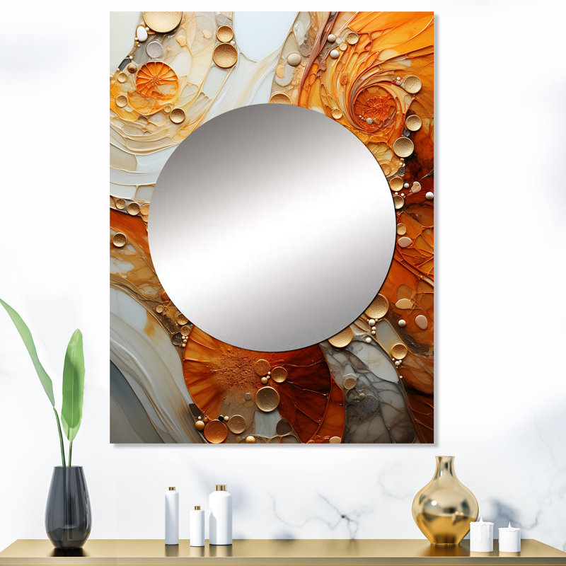 Howlend Encaustic Spirals I - miroir mural abstrait en spirale, miroir décoratif moderne, impression d'art en métal