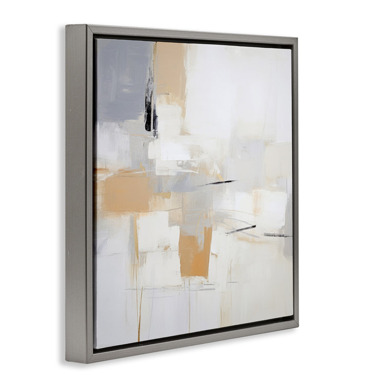 Cadre flottant jaune Visionary Abstract, design par Irena Orlov, Cadre flottant gris lustré, H 18 po x l 18 po