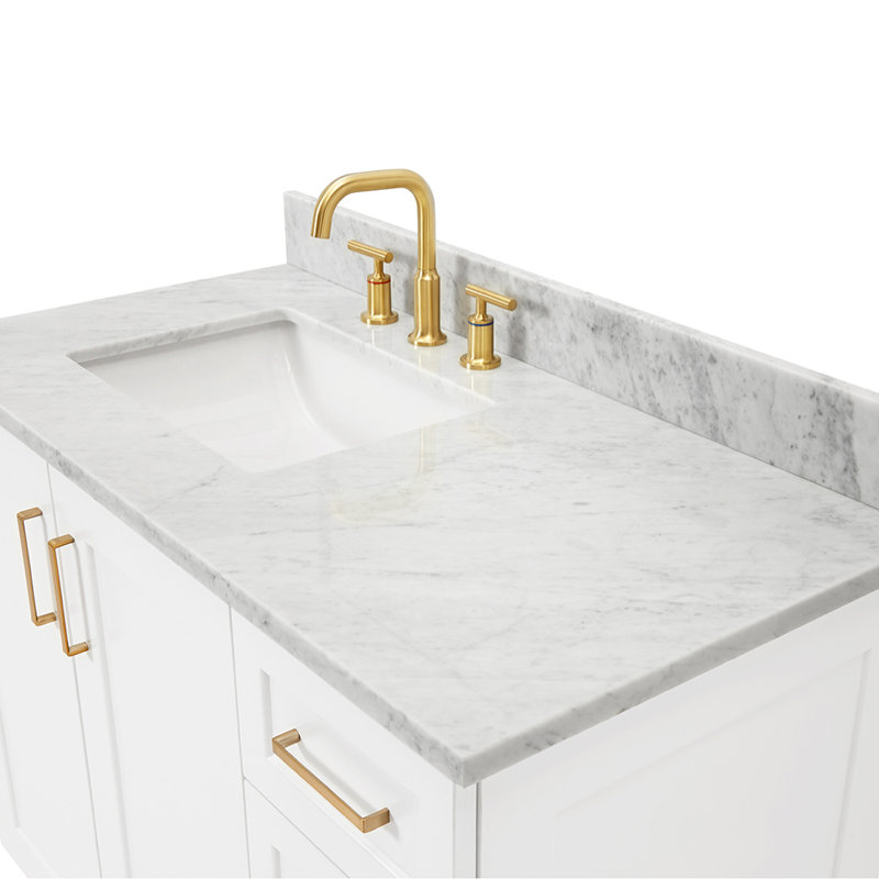 ARIEL TAYLOR 43 IN LEFT OFFSET SINGLE RECTANGLE SINK VANITY, White, Rectangle, Left 