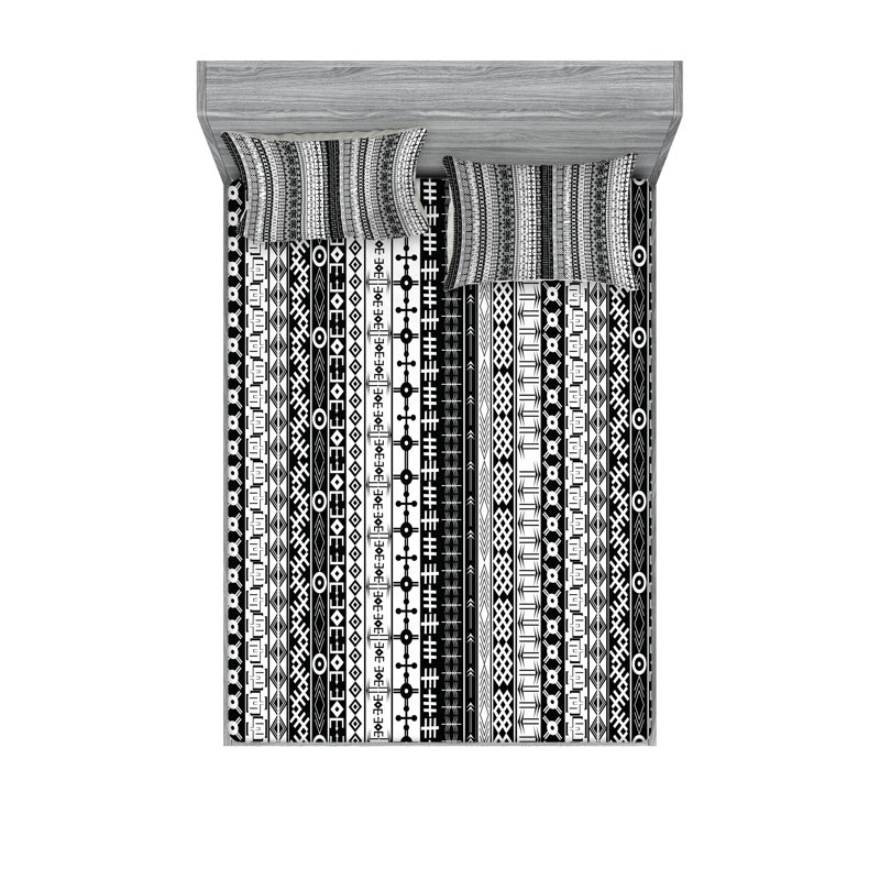 Drap-housse et coussin décoratif Ambesonne, Ensemble de draps pour grand lit + 5 pièces suppl