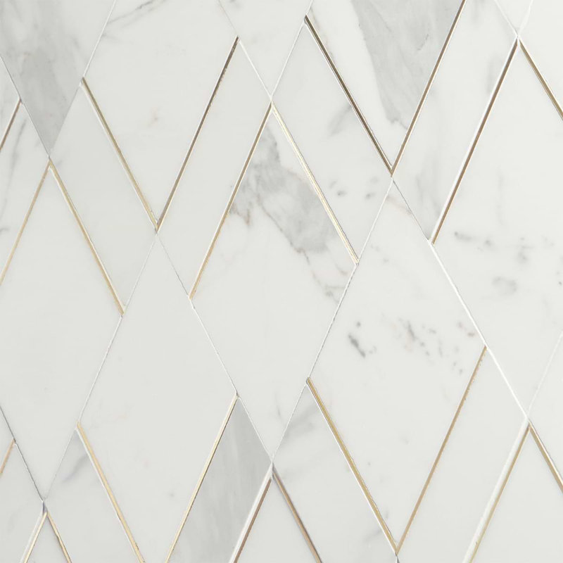 Enver Calacatta Polished And Brass Mosaic