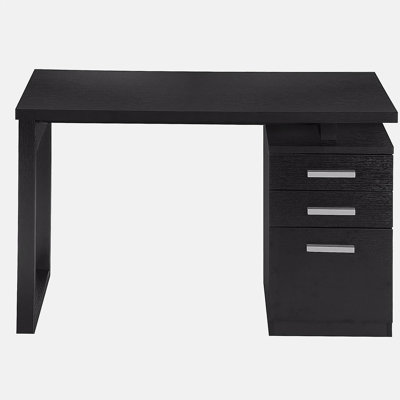 Bureau d'ordinateur, bureau personnel, ordinateur portable, installation à gauche, à droite, tiroirs de rangement, l 48 po, travail, stratifié noir, contemporain, moderne