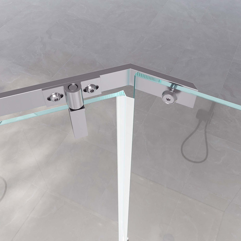 Porte de douche pivotante en verre trempé sans cadre de 6 mm (sans base de douche néo-angle), Chrome chrome