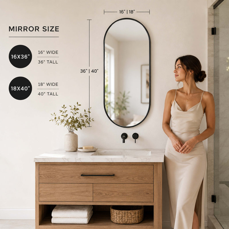 Miroir noir en PVC pour chambres à coucher, salons, salles à manger