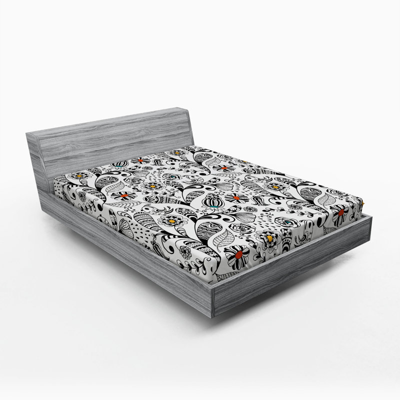 Microfiber Floral Fitted Sheet, Full Fitted Sheet