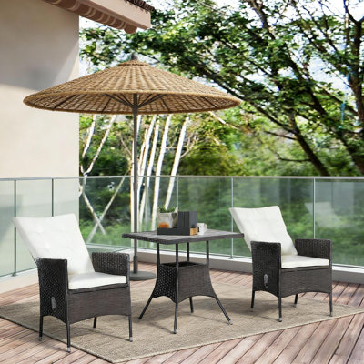 Reclining Outdoor Bistro Set with Handwoven PE Rattan