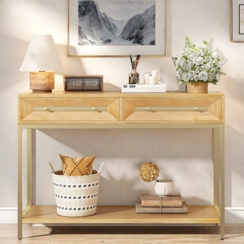 Zephira Console Table With 2 Drawers, Natural