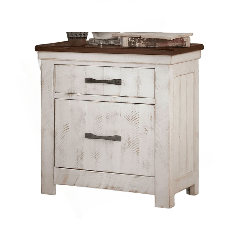 Table de chevet en bois massif vieilli 1Pc
