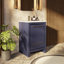 Meuble-lavabo bleu marine 24 po X P 20 po D, dessus en quartz blanc et robinet chromé-117978775