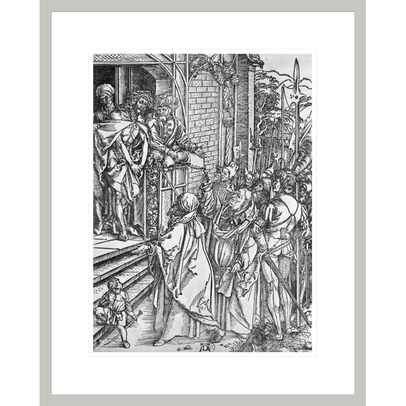 Le Christ présenté aux gens (gravure sur bois) (photo en noir et blanc) par Albrecht Dürer - Impression Giclée encadrée