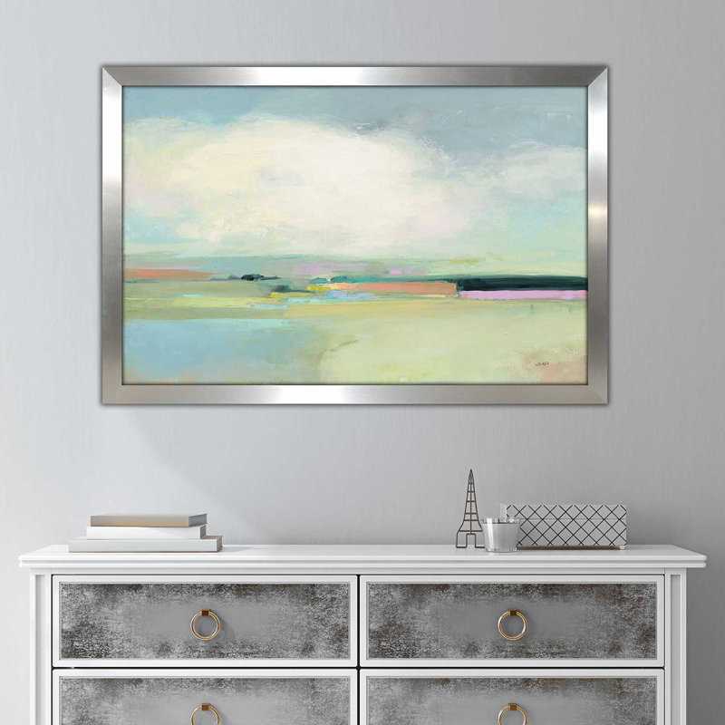 Horizon coloré I - Peinture, Encadrement argenté, H 21,5 po x l 27,5 po x P 0,75 po