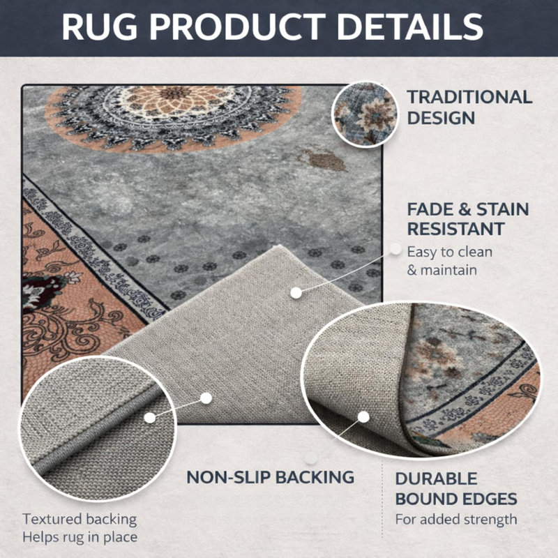 Markwart Grey Rug, Rectangle 40 x 60 cm
