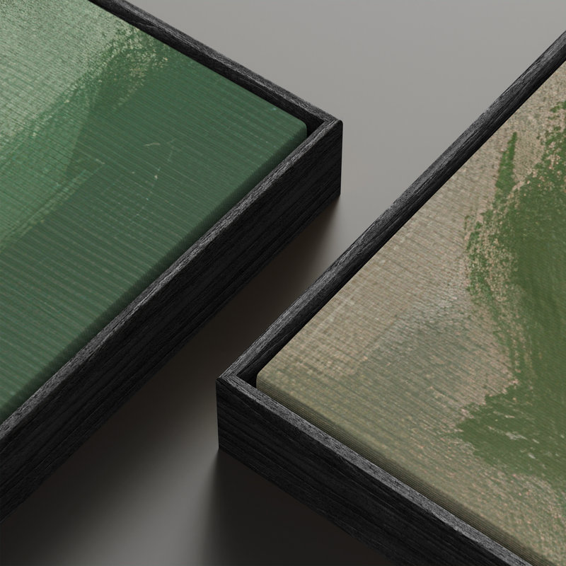 Abstrait botanique vert pour entrée - ensemble de 2 reproductions d'art murales encadrées sur toile 60 po x 20 po x 2 pièces, 60 po x 30 po x 2 pièces