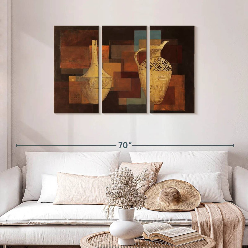 Senne, teintes d'automne avec vases, H 28 po x l 45 po