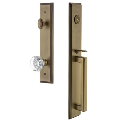 Carré Handleset with Single Cylinder Deadbolt and Chambord Door Knob and Rosette