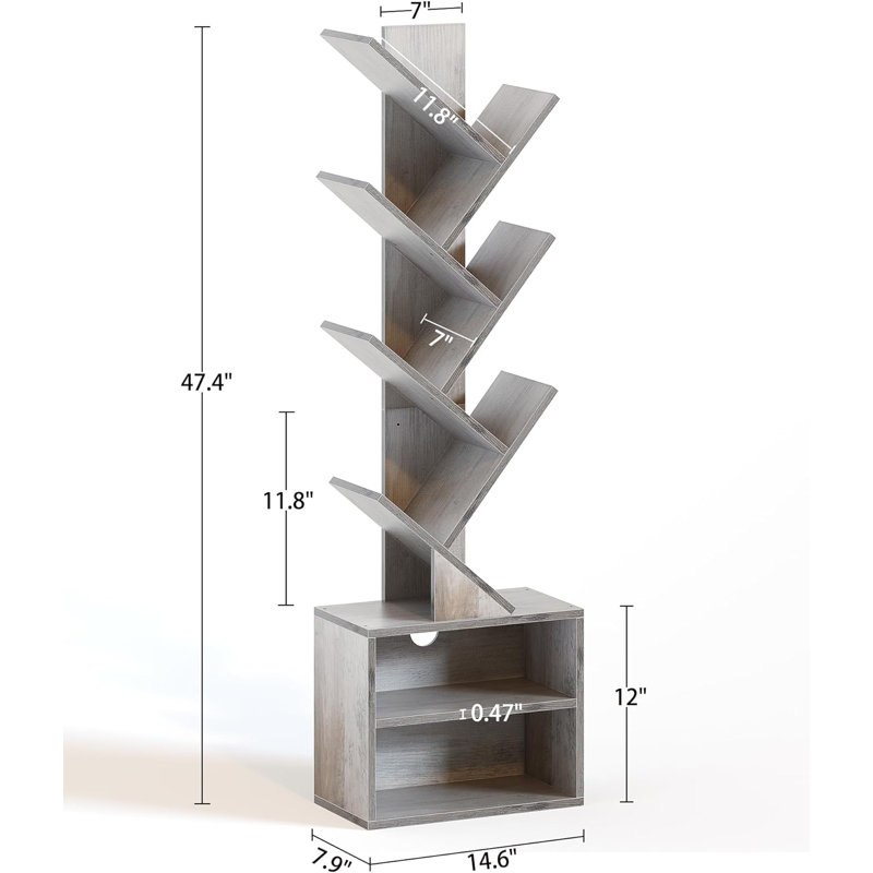 Claassen Book Cabinet Storage Bookcase, Gray