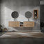De meuble-lavabo mural avec lavabo et armoire latérale, avec portes à fermeture en douceur