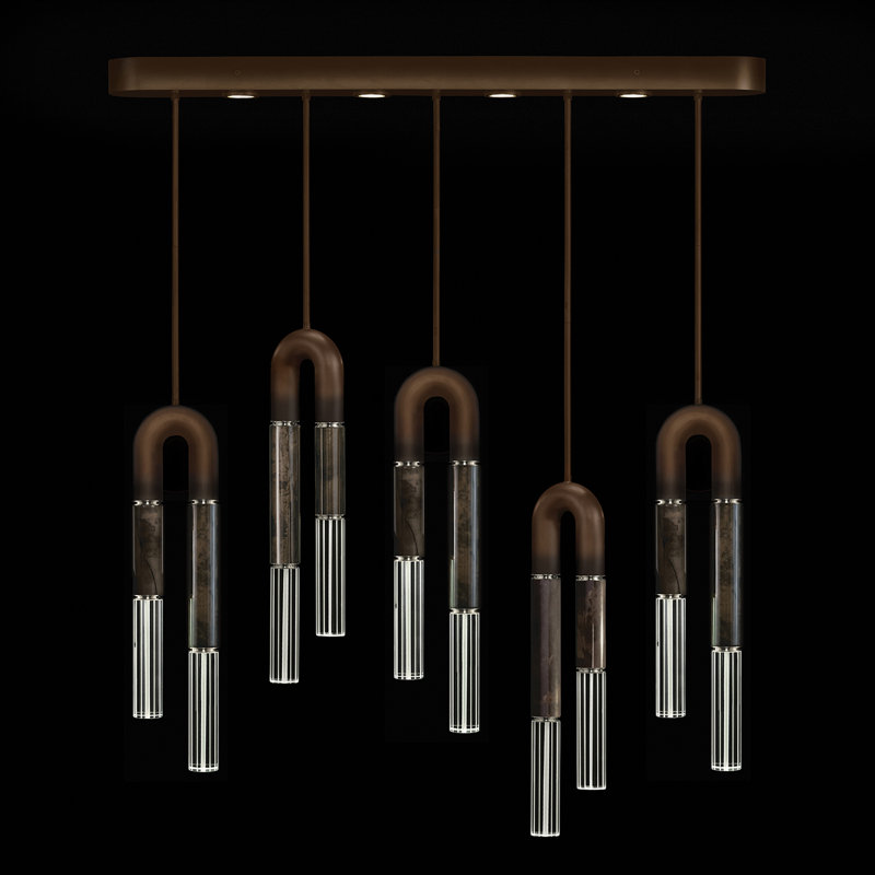 Luminaire suspendu linéaire 51,5 po Antonia, Bronze / nickel / gris anthracite