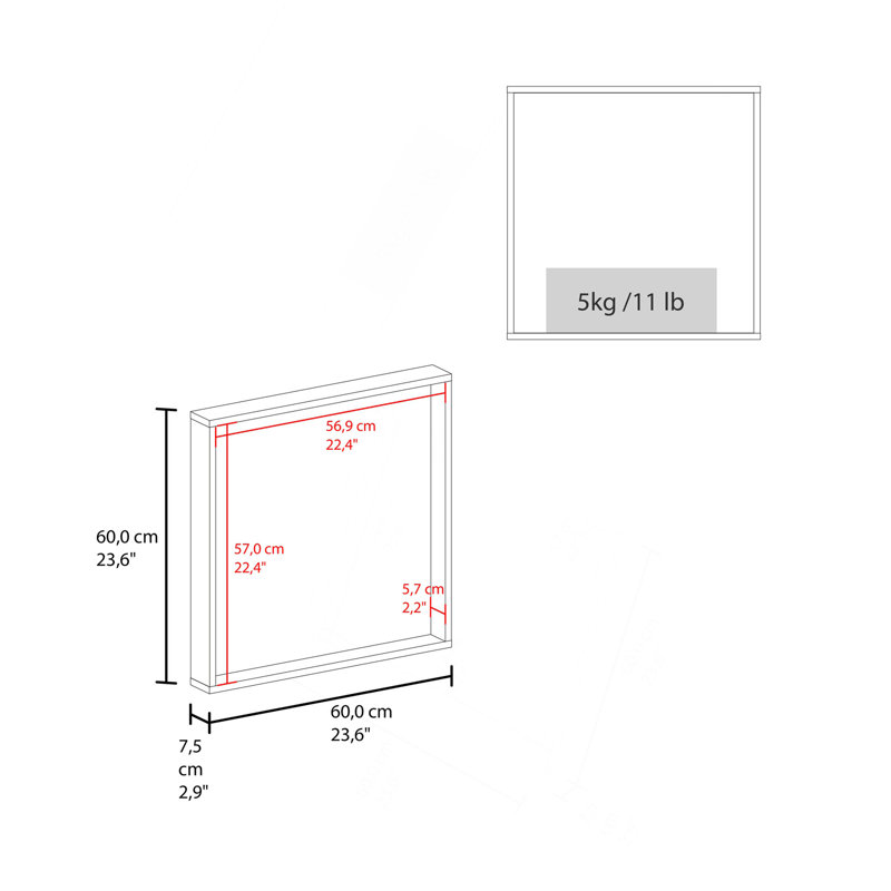 Pharmacie H 23,6 po, 1 tablette, 1 miroir, - Salle de bain