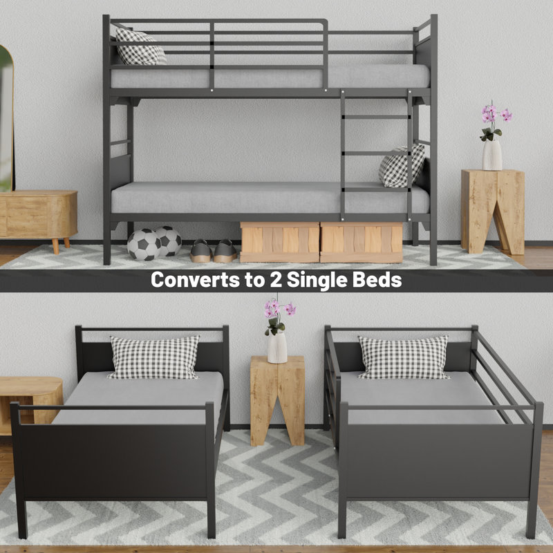 Pangburn 5" Medium Firm High Density 2pcs Foam Mattress with Heavy Duty Metal Bunk Bed, 33" x 77.5"