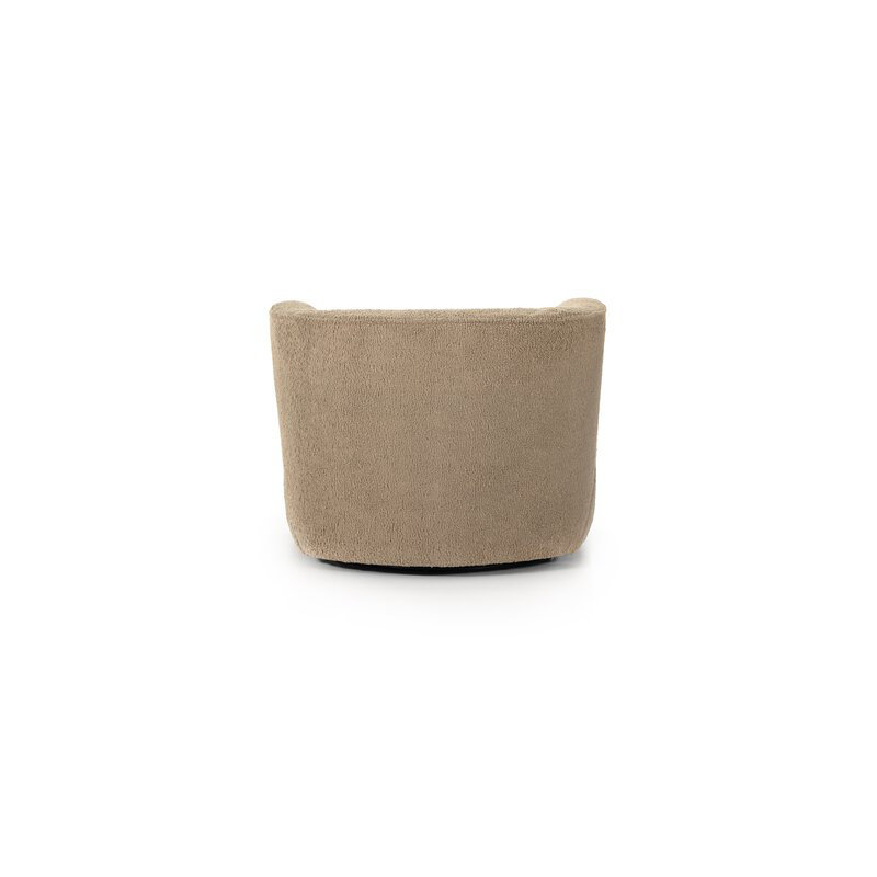 Mila Swivel Barrel Chair, Sheepskin Camel Sherpa Polyester Blend