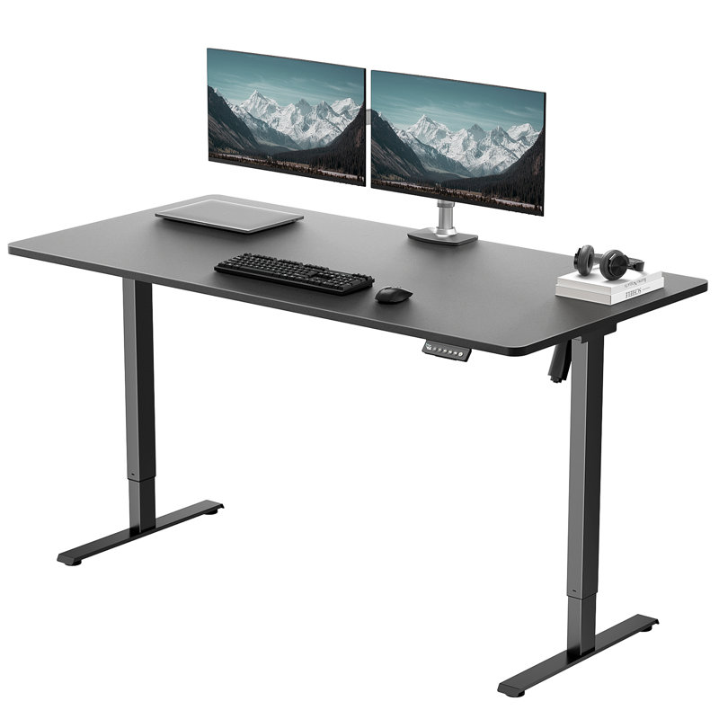 Height Adjustable Standing Desk Plus, Black, 46.3" H x 59" W x 29.5" D