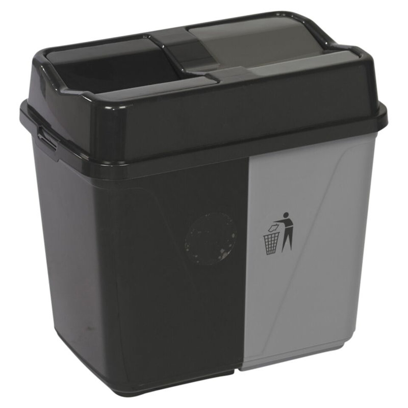 Plastic Kitchen Trash Can, Black/Grey, 40L