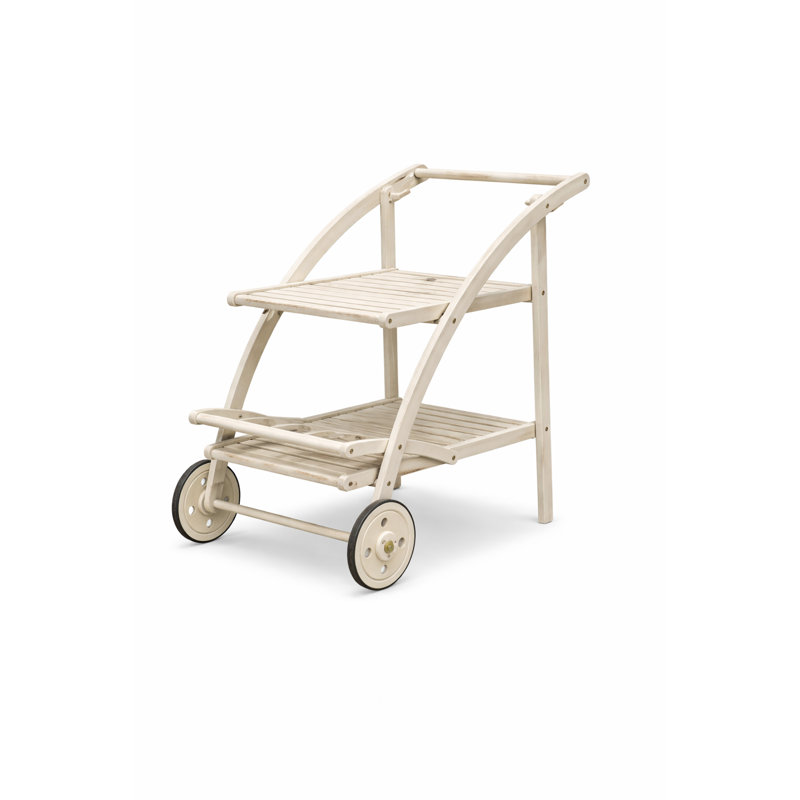 Lamariyah Solid Wood Bar Cart, White