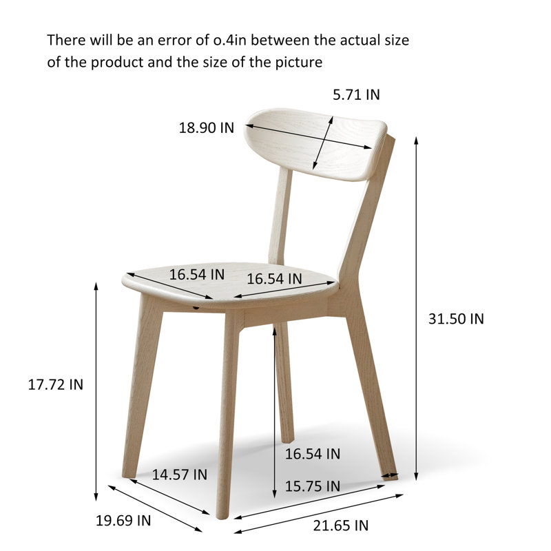 Chaise en bois massif 100% sans saleté, Naturel, Blanc