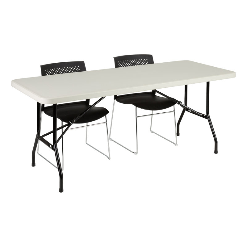 Table de formation rectangulaire pliante en plastique moulé par soufflage intérieur / extérieur, gris