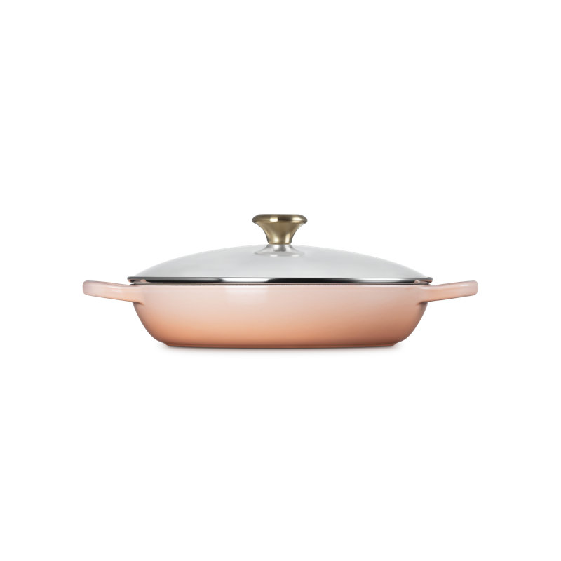 Le Creuset Enameled Cast Iron Signature Round Braiser With Glass Lid, 2.25 Qt., Olive, Peche