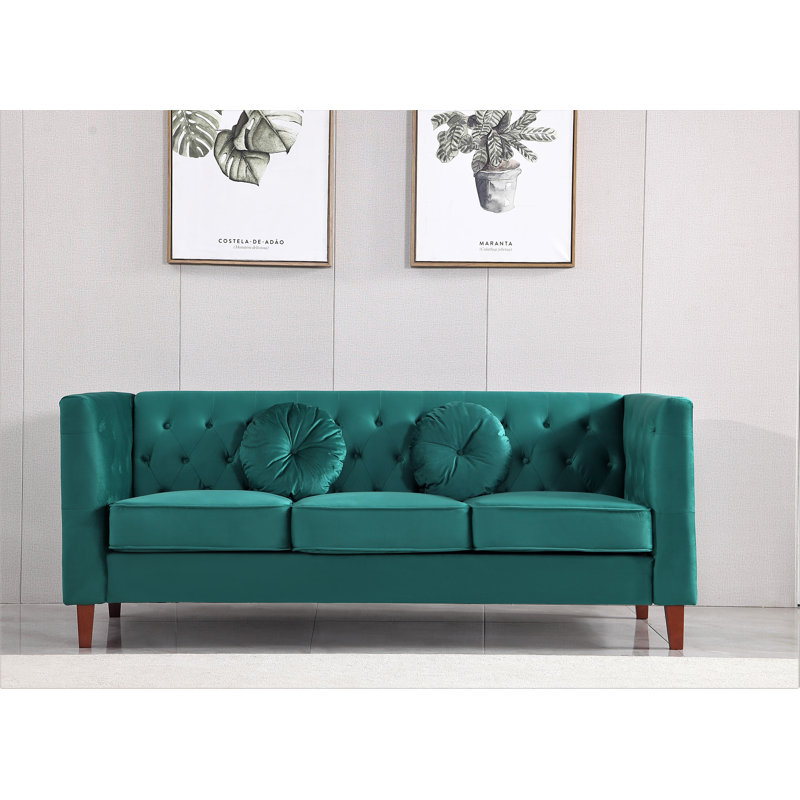 Shonetta 81.5'' Velvet Sofa, Green Velvet