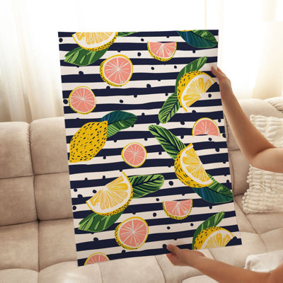 «Food and Kitchen Lemons & Stripes VI», reproduction d'art moderne sans cadre