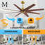 Ariella - Eight Blade Ceiling Fan - Brushed Brass Finish - Matte Black Blades-1855432166-1855432164