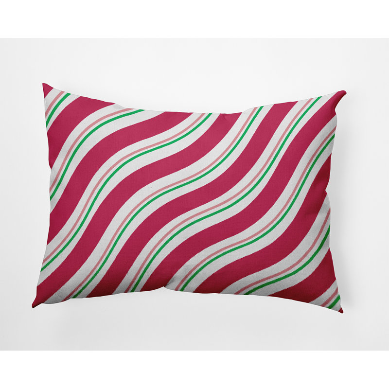 Coussin décoratif rayé en polyester pour l'intérieur et l'extérieur, 14 po x 20 po, Rectangulaire