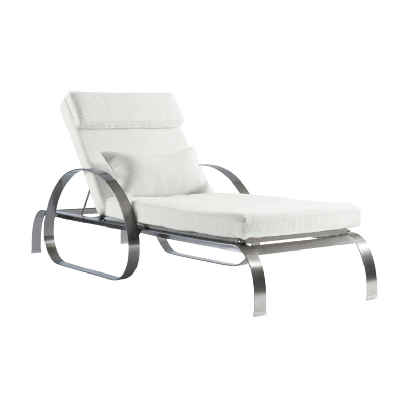 Malibu 87.5" Long Single Chaise with Cushions, White Vinyl 6503-000