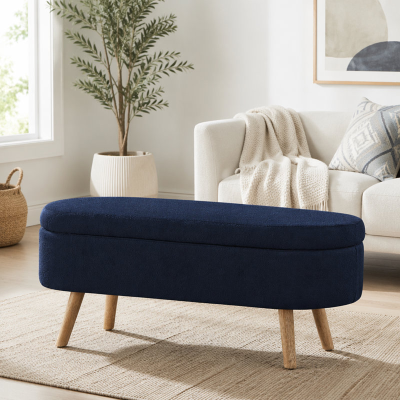 Banc de rangement avec repose-pieds ovale Luxury, Marine, Marine