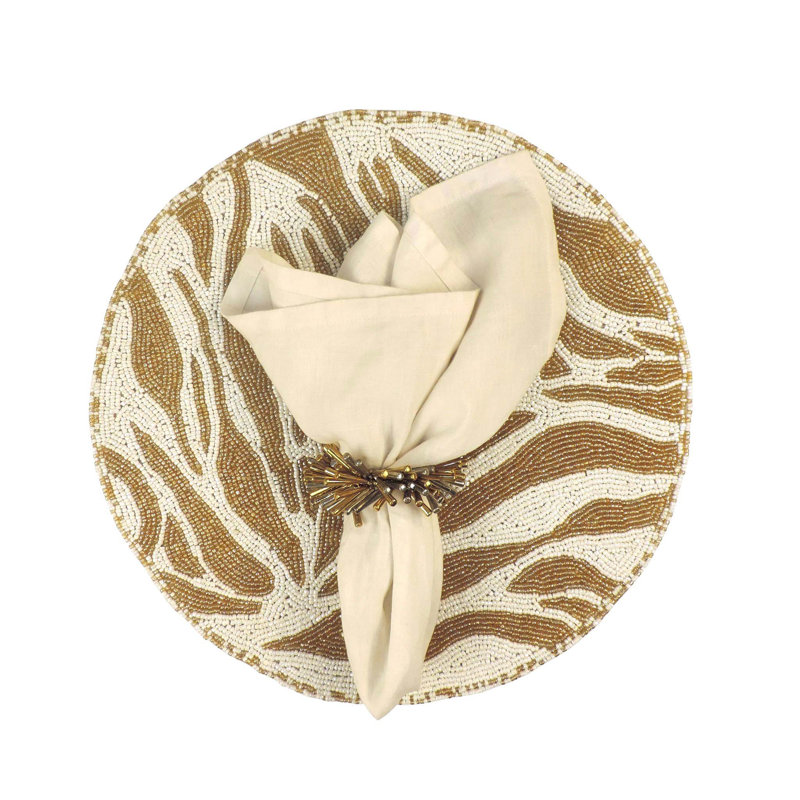Abstract Round Placemat, Cream Gold