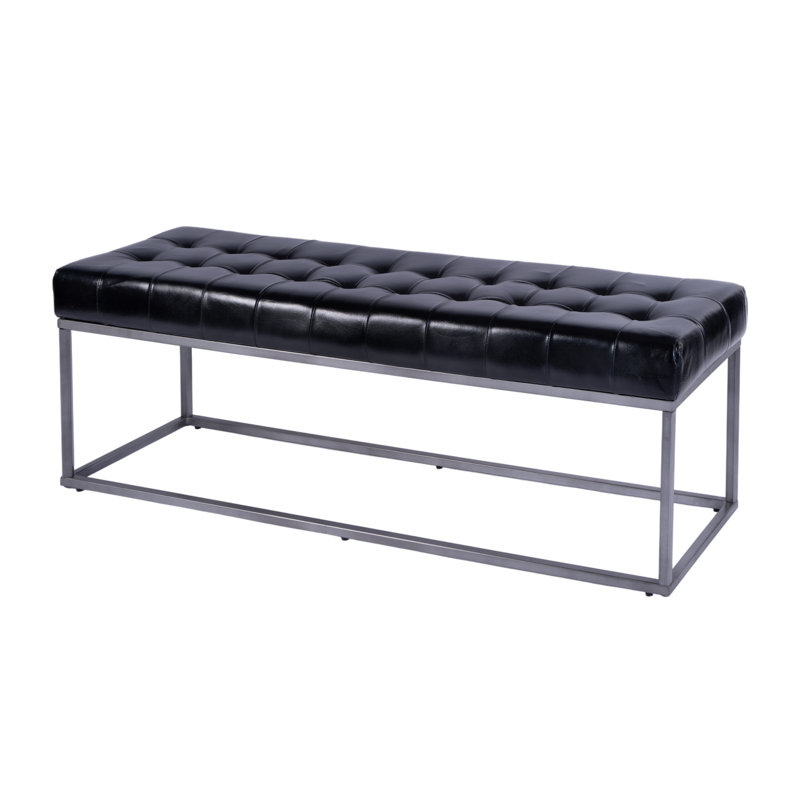 Banc d'appoint en cuir et fer Knox