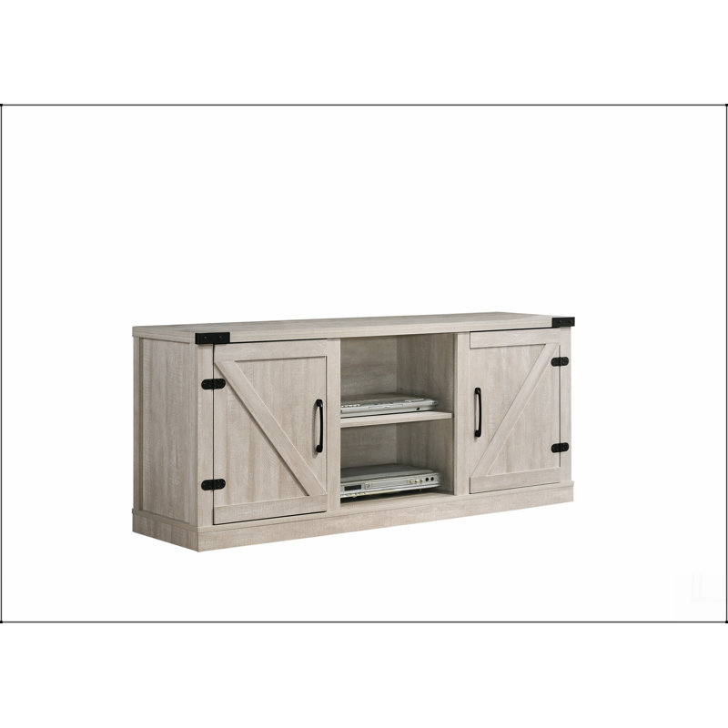 Salma Dusty  58" Wide TV Stand with 2 Open Shelves and 2 Cabinets, Dark Gray