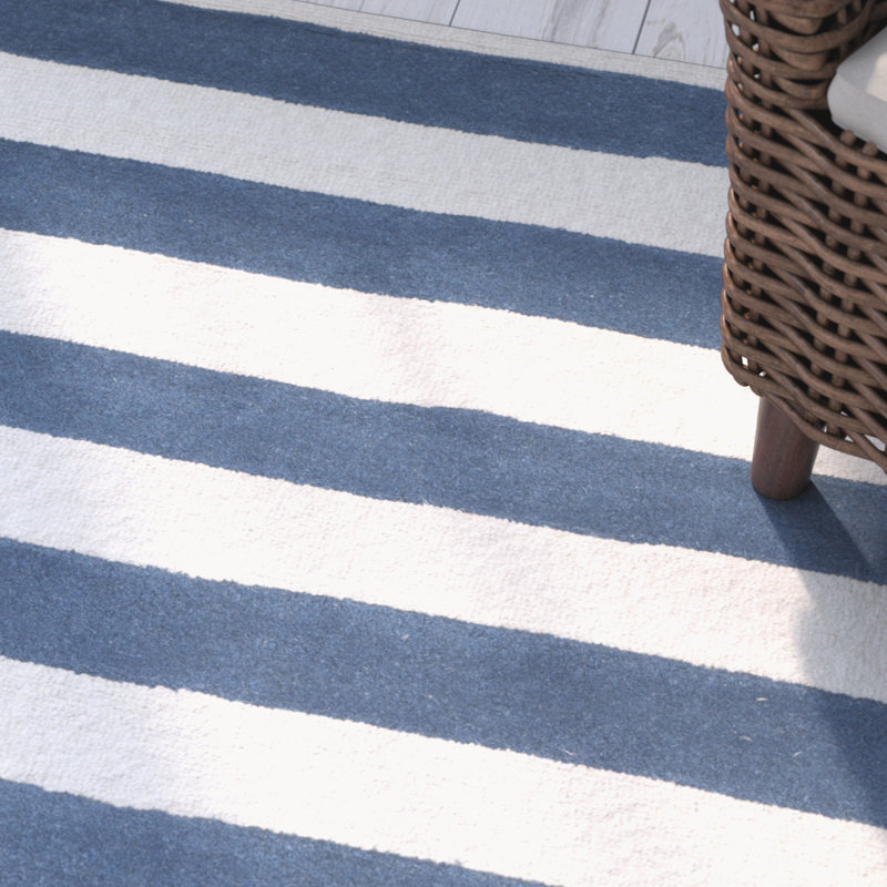 Tapis rayé en laine touffeté à la main Erol, Rectangle 2 pi x 3 pi