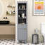 Grande armoire de rangement pour salle de bain avec tablettes réglables, tiroir et porte pour petits espaces-2065223030