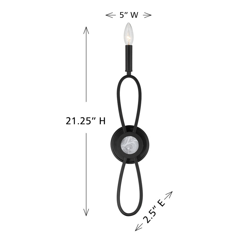 1-Light Wall Sconce in Matte Black, Matte Black